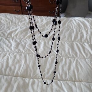 Elegant Black 3 strand Beaded Necklace